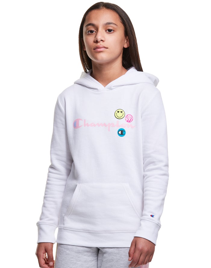 Sudadera Con Capucha Champion Niña - Fleece Smiley Face ( Blancas ) 5037194-DU